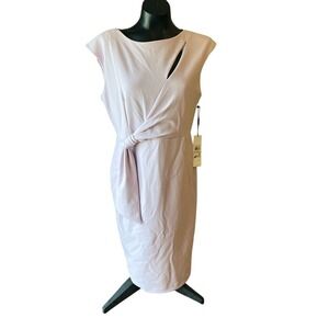 NWT Calvin Klein Dress Womens Size 10 Lavender Sheath Knot Detail Boat Neck Midi